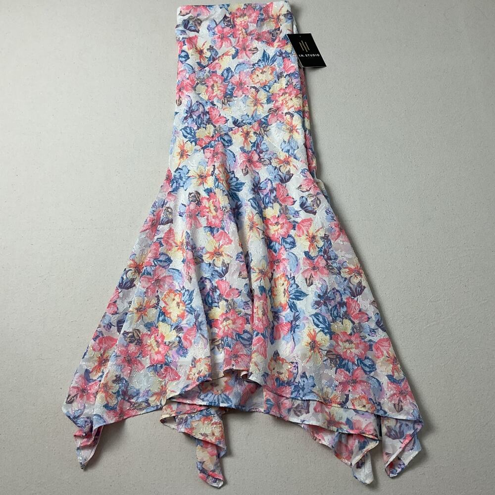 I.N Studio Floral Handkerchief Mid Rise Skirt Womens 1X NWT